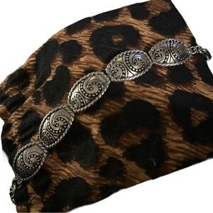 Like New - Brighton Silver Oval hinged bracelet - paisley pattern